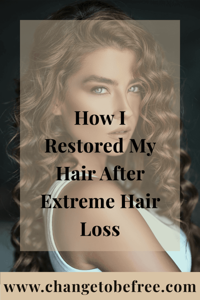 Woman with long, voluminous curly hair – representing hair regrowth success and beauty after hair loss.