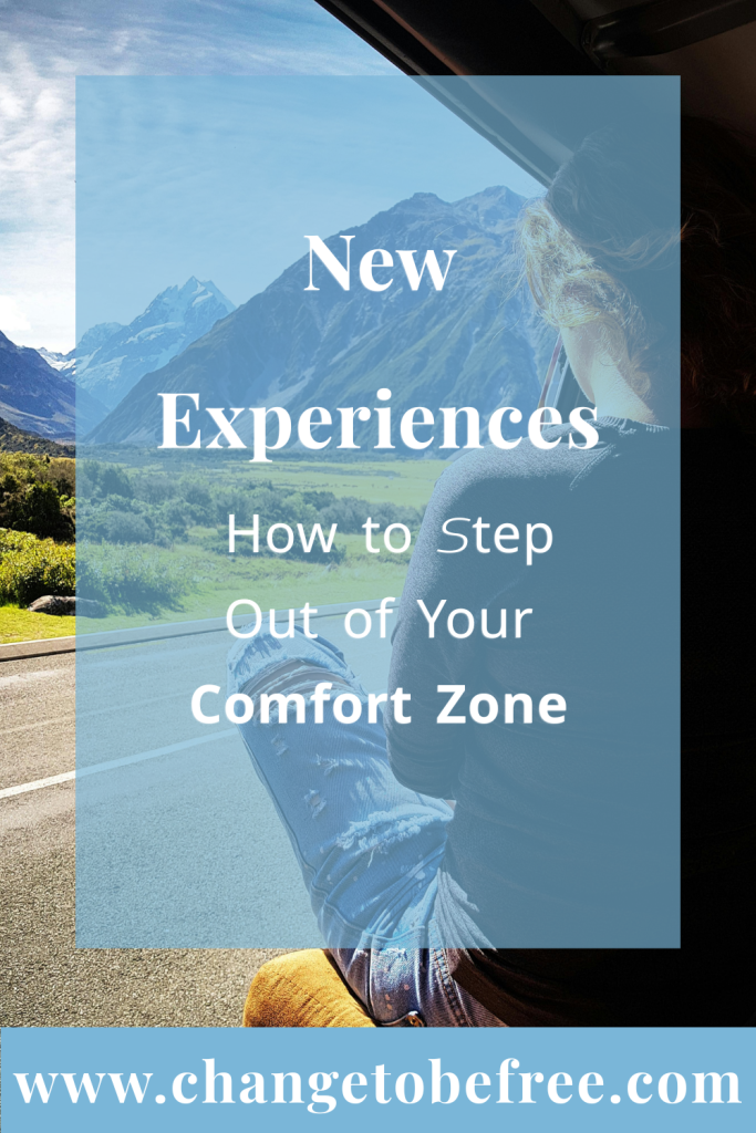 Woman stepping confidently out of her comfort zone into the unknown, symbolizing overcoming fear of new experiences and personal growth.